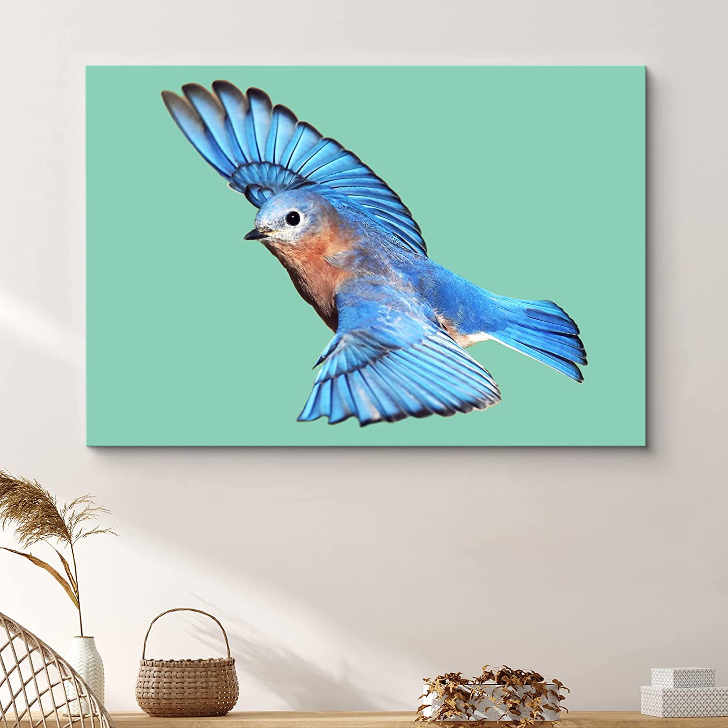 PixonSign Canvas Print Wall Art Soaring Eastern Bluebird Animals Wilderness Photography Realism ...