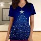 thumbnail image 1 of Fiudx Ofertas Del Día Blusa de Manga Corta con Cuello En V para Mujer, Uniforme de Trabajo, Impresión de Bolsillo, 1 of 5