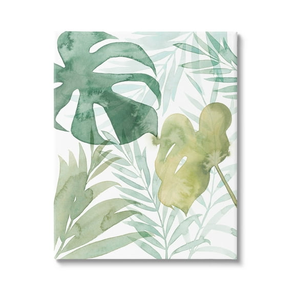 Layered Tropical Botanical Leaves Botanical & Floral Graphic Art Gallery Wrapped Canvas Print Wall Art