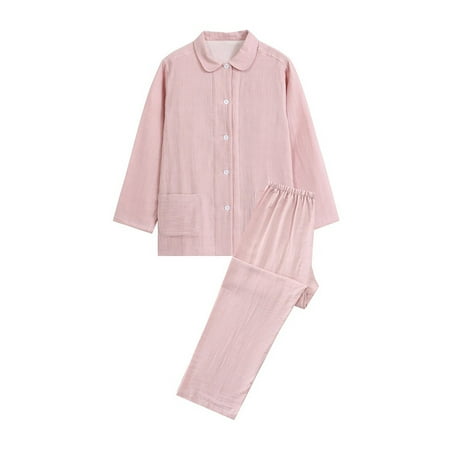 

REORIAFEE Womens 2 Piece Sets Homewear Tops Trousers Turndown Collar Night Pajamas Suits Pink S