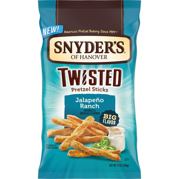 Snyder's of Hanover Pretzels, Jalapeno Ranch Twisted Pretzel Sticks, 12
