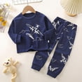 thumbnail image 2 of TOWED22 Toddler Infant Baby Boy Outfits Long Sleeve Crewneck Tee Casual Joggers Pants 2pcs Fall Winter Clothes Clothing Set(Navy,7-8 Y), 2 of 6
