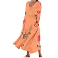 thumbnail image 1 of Robes d'Été Longues pour Femmes Robes d'Été Imprimées à Manches Longues Col Rond avec Poche Robes Longues pour Femmes Robes d'Été Courtes pour Femmes, 1 of 1