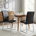 thumbnail image 4 of StnTalk Dining Chairs Set of 2, Black Faux Leather Kitchen Chairs with Thick Padded Seat, Armless Side Chairs with Metal Legs for Apartment & Small Dining Spaces, 4 of 7