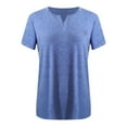 thumbnail image 3 of EHTMSAK Womens Basic Tops Summer Tshirts Longer Length Round Neck Short Sleeve Shirts Plus Size Blouses Blue 5X, 3 of 6