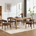 thumbnail image 3 of Dayalane Dining Chairs Set of 4, Mid Century Modern PU Upholstered Kitchen Chairs with Curved Open Back Comfy Accent Chair Side Chairs for Home Living Room Restaurant Reception, Brown, 3 of 15