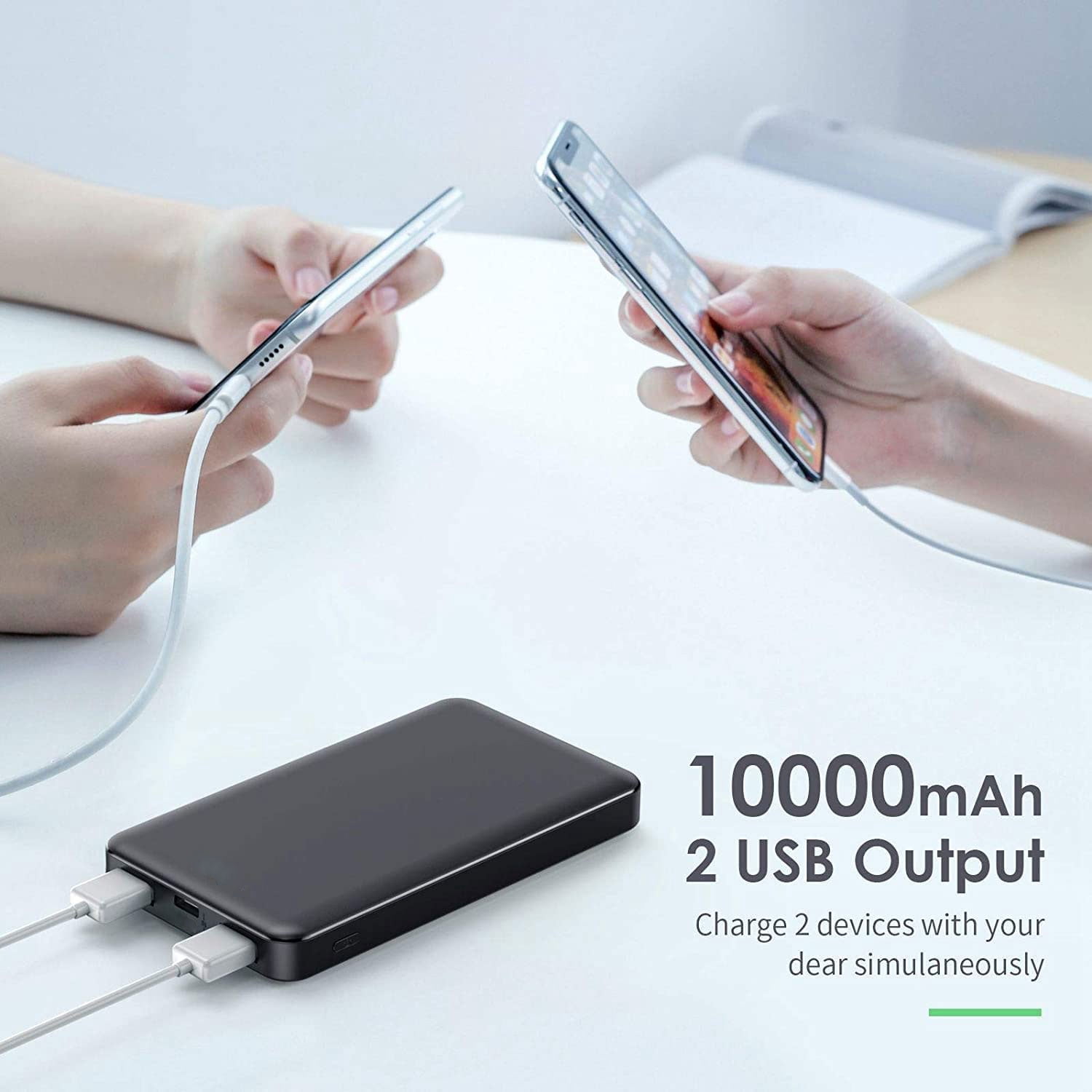 10000mAh Power Bank LED Display for iPhone 15/16/Plus/Pro/Pro Max/16e - Backup Battery Portable Charger Slim 2-Port USB 1-Port USB-C