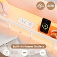 thumbnail image 6 of Full Size  Bed Frame With Led Lights & Charging Station, Velvet Upholstered Platform Full Size Princess Bed  With Headboard,guardrail,crystal Button, No Box Spring Needed,Beige, 6 of 8