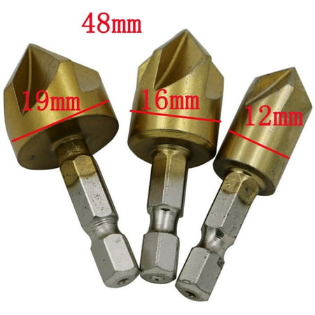 

Huaai Faucets 6 Set Pcs Bit Countersink Chamfer Sink Drill 6-19Mm Flute Counter Faucets Gold