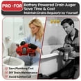 thumbnail image 5 of PRO-FOR 20V Cordless Drain Auger, 25 ft x 1/4 in Auto-Feed Electric Drain Snake for Sink, Tub, Shower & Toilet Clogs, 2.0Ah Battery, LED Light, 5 of 9