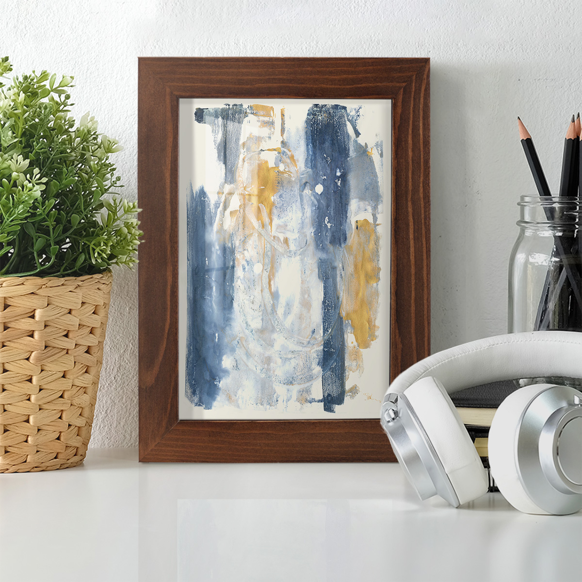 Circles & Dream II - Framed Print w/glass - Chestnut