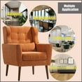 thumbnail image 2 of Modern Accent Chair, Upholstered Armchair with Pillow, Mid Century Modern Chair with Chenille Fabric, Single Sofa Chair with Wood Legs and High Backrest, for Living Room Bedroom Apartment, Orange, 2 of 9