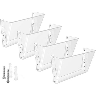 MaxGear Clear Acrylic File Holder Wall Organizer 4 Pockets for Office and Home, 13x4x7 inches