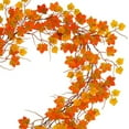 thumbnail image 6 of Orange Halloween Maple Leaf Garland - 78.74" Artificial Fall Vine with Spooky Theme - Durable Plastic Autumn Decor for Thanksgiving, Home, Party & Fireplace Decoration (2 Meters), 6 of 9