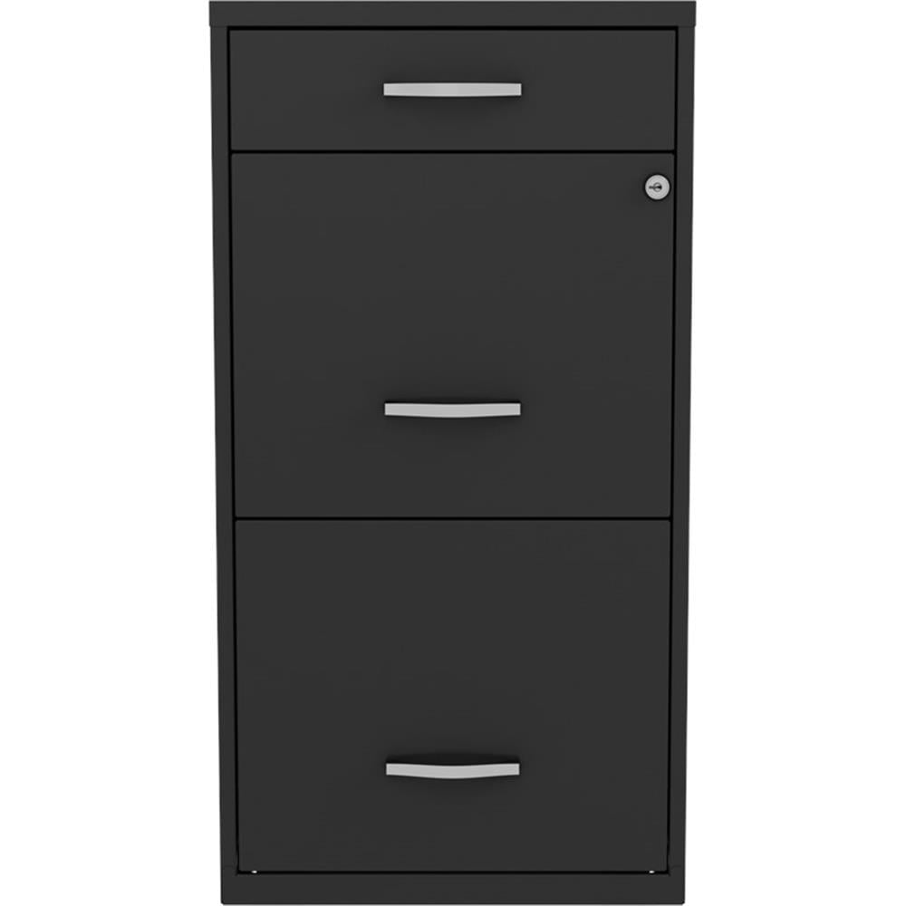 UrbanPro 18" 3-Drawer Modern Metal Organizer Filing Cabinet in Black