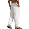 thumbnail image 3 of TANBOM Men's Loose Fit Cotton Casual Drawstring Pants, White, 1-Pack, 2XL, 3 of 8