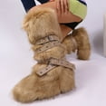 thumbnail image 5 of Dasayo Furry Boots Women Mid-Calf Yellow Winter Buckles Fuzzy Comfy Warm Boots Women's Shoes 40, 5 of 5
