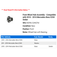 thumbnail image 2 of Front Wheel Hub Assembly - Compatible with 2010 - 2016 Mercedes-Benz E350 Sedan 2011 2012 2013 2014 2015, 2 of 2