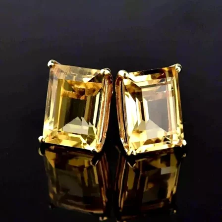 2 Ct Lab-Created Yellow Diamond Stud Earrings in 14k Yellow Gold Plated