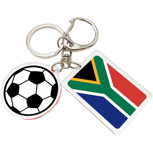 Yanonmyfd 2026 World Cup Soccer Keychain - 2026 World Cup Flag Keychain, Soccer Fan Gift & Souvenir (2PCS),South Africa