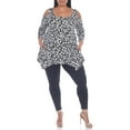 thumbnail image 2 of White Mark Fashion Casual Leopard Print Cold Shoulder Top, Women's Plus, 2 of 5