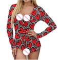thumbnail image 4 of Munlar Lingerie For Women,Womens Underwear,Women’s Valentine's Day Not Positioned Print V-neck Long Sleeve Sexy Bodysuit Sexy Lingerie Pajamas Romper, 4 of 5