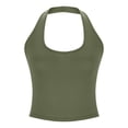 thumbnail image 6 of Womens Crew Neck Halter Tank Top Padded Ribbed Cropped Tank Trendy Backless Slim Fitted Basic Workout Cami Tops, 6 of 6