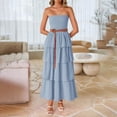 thumbnail image 3 of Aellinatey Women‘s Maxi Dress Casual Sleeveless Off Shoulder Smocked Tiered Beach Long Sundress, 3 of 20