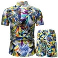thumbnail image 5 of Edvintorg Men Print Buttons Short Sleeves Casual Beach T-Shirt Tops Lacing Shorts Set Tracksuit Men Oversized Clothing, 5 of 5