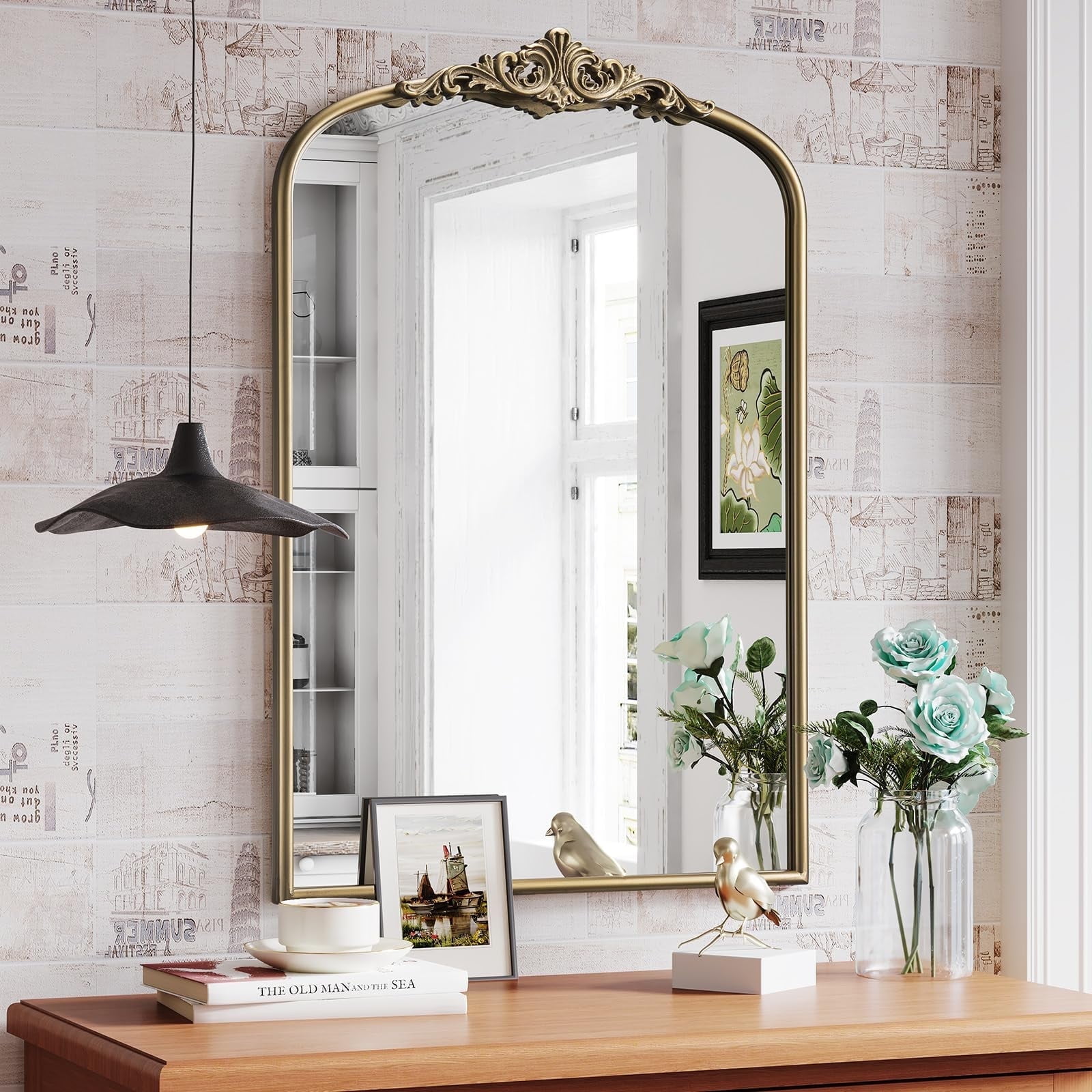 Hamilton Hills Gold Baroque Beveled Wall Mirror, 24x36 inches for