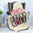 thumbnail image 4 of Rock Music Soft Flannel Fleece Blanket, Retro Slogan Rock'n Roll Abstract Grunge Vintage Design Elements, Cozy Plush for Indoor and Outdoor Use, 60" x 80", Charcoal Grey Beige Pink, by Ambesonne, 4 of 5