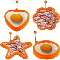 Silicone Egg Ring,Non Stick Egg Cooking Rings,Egg Mcmuffins Mold,Perfect Fried Egg Mold for Frying Eggs,Pancake and Omelet (MultiShape-Orange)
