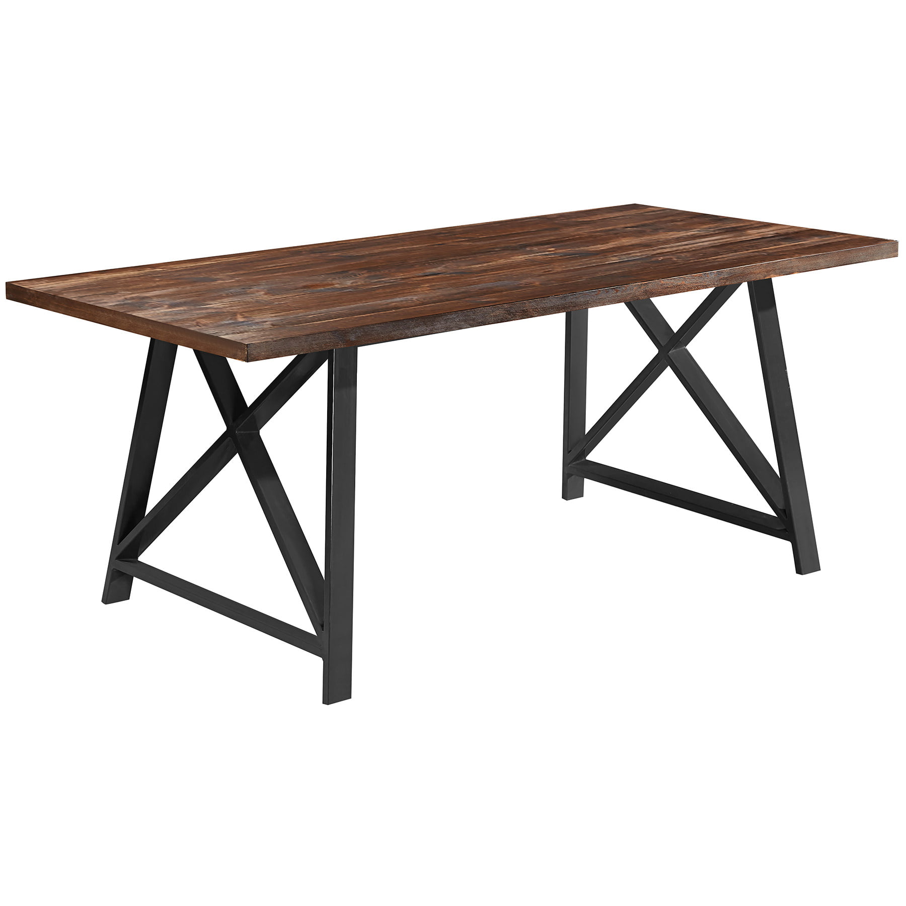2xhome - Dark Wood - Modern Wood Table Grey Steel Metal Legs Frame Dining Table 71" inches ...