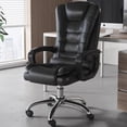 thumbnail image 3 of Executive Leather Office Chair Ergonomic Floor Modern Relaxing Design Armchairs Mobile Metal Chaise De Bureau Office Furniture My Lux Decor Round, 3 of 18