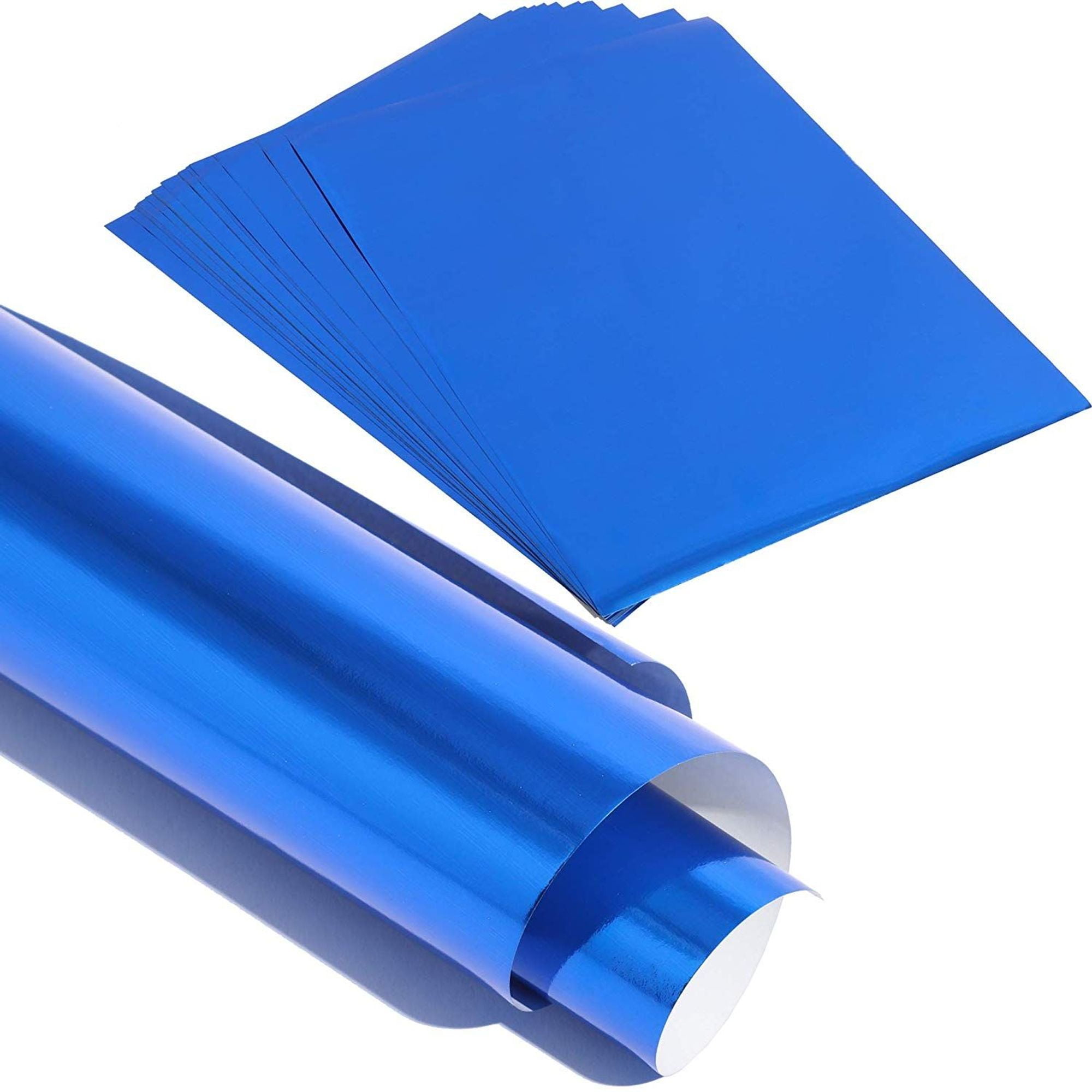 50 Packs Blue Metallic Foil Paper, Shimmer Origami Sheets for Weddings