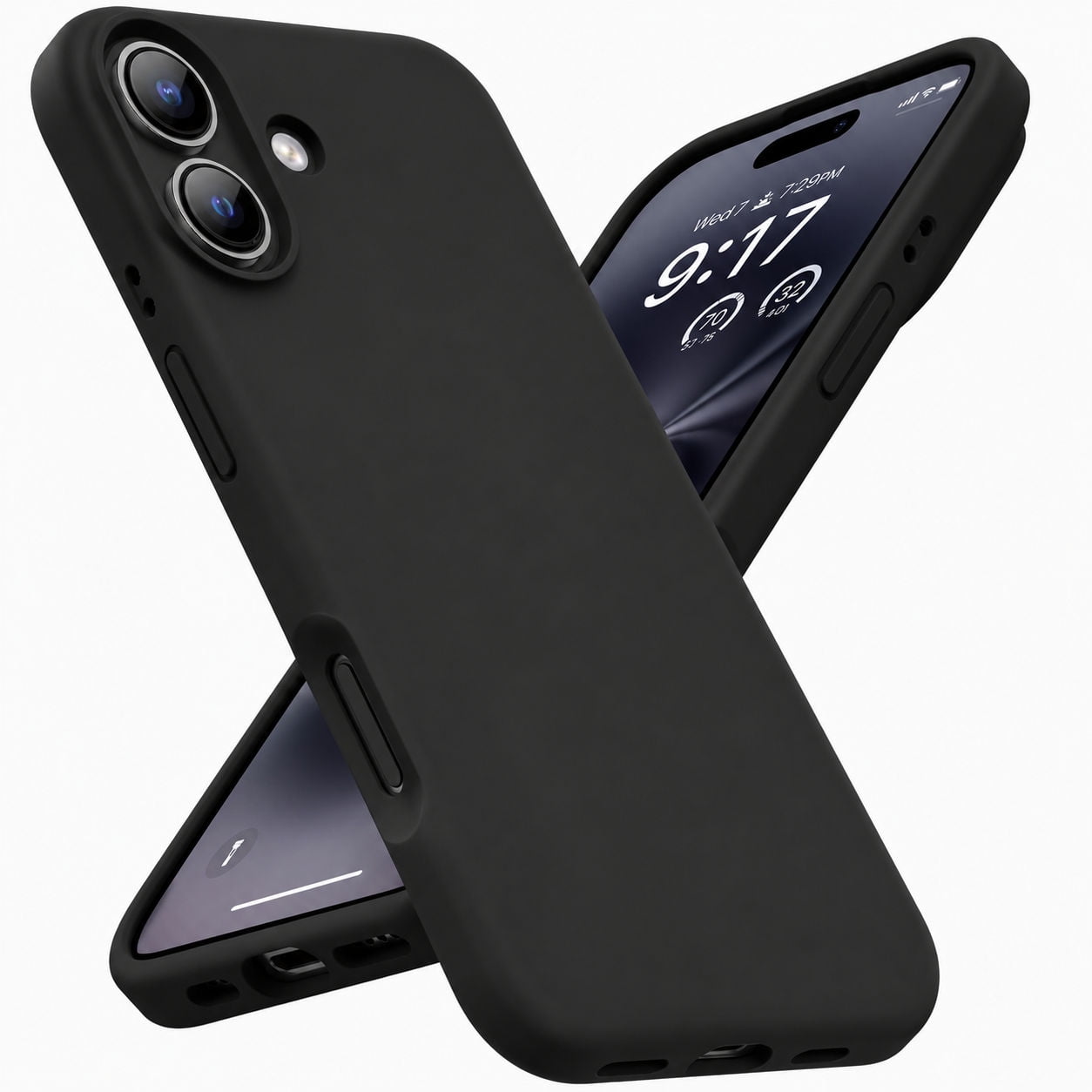 Entronix Silicone Case Compatible with iPhone 16 Plus, Soft-Touch Protective Cover, Black