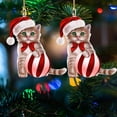 thumbnail image 2 of Mikhai Clearance 2Pcs Christmas Cat Ornament for Tree,3.1 Inch Xmas Cute Cartoon Kitty with Santa Hat and Ball Pendant Small Animal Decorative for Holidays Home Party Car Window Decor (Cat), 2 of 8