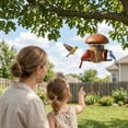thumbnail image 3 of LONA-S610 Outdoor Bird Feeder, 3-Compartment Hanging Feeder with Weatherproof Dome & 3 Ports (Brown), 3 of 12