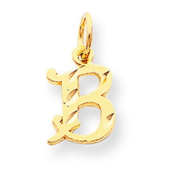 10K Yellow Gold Initial B Charm Letter Jewelry