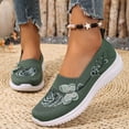 thumbnail image 2 of Wensltd Women Solid Color Floral Embroidered Knitted Ballet Flats Comfy Lightweight Round Toe Casual Walking Shoes, 2 of 9