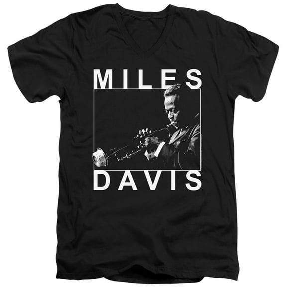 Miles Davis Monochrome Adult V-Neck T-Shirt 30/1 T-Shirt Black