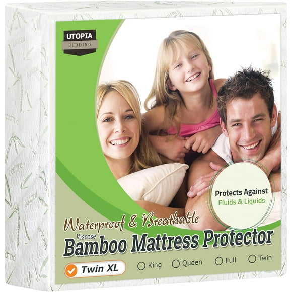 EcoComfort Twin XL Size Bamboo Mattress Protector - Waterproof, 200 GSM, Fits Mattresses up to 15 Inches Deep