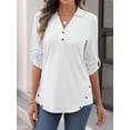 thumbnail image 2 of Blusa blanca con cuello en V y manga 3/4 para mujer, tipo túnica, TICTICMISS, 2 of 6