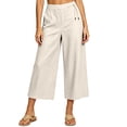 thumbnail image 3 of Khunlpohl Cotton Linen Capris Pants for Womens Wide Legs Casual Loose Pant Fashion Lightweight Capri Trousers with Pockets, 3 of 4