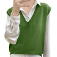 thumbnail image 3 of JIAYUE Sweaters for Women Vest Sleeveless V Neck Oversized Cardigan Solid Color For Ladies Fashion Apparel, 3 of 3