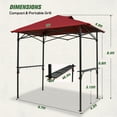 thumbnail image 3 of COOS BAY 8'x5' Pop up Grill Gazebo Portable BBQ Gazebo Canopy Tent with Carry Bag, Outdoor Barbeque Shelter, Red, 3 of 7