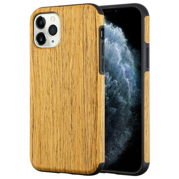 Apple iPhone 11 PRO Phone Case Non Slip Soft Wood Slim Bumper Hybrid Scratch Resistant Grip Ultra Light TPU Snap Back Cover with Rubber Corner [Yellow TimberWood] Case for Apple iPhone 11 Pro / 5.8"