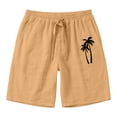 thumbnail image 3 of CONZONE Mens Linen Shorts Elastic Waist Drawstring Summer Beach Shorts for Men Hawaiian Graphic Lightweight Loose Fit Outdoor Shorts With Pockets, 3 of 5