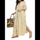 thumbnail image 2 of Vestido Bohemio con Estampado Floral para Mujer, Escote en V Profundo, Abertura Lateral, Corta, Corte A, Holgado Albaricoque XL, 2 of 5