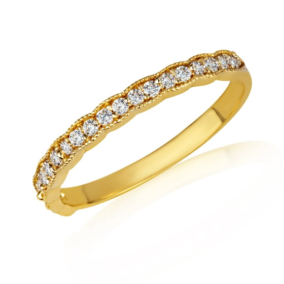 10k Yellow Gold Pave Set Diamond Band Ring (Size 4)